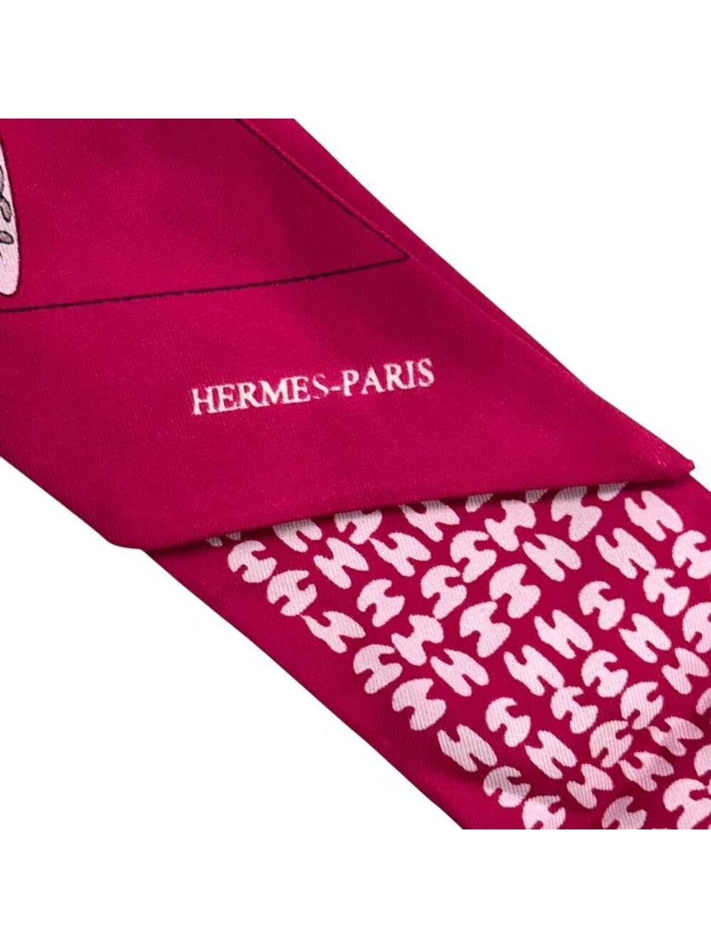 Hermes Scarf Silk Logo Dress Code Pink - Picture 7 of 8